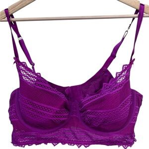 Cacique Purple Lace Longline Bra Plus Size 42D